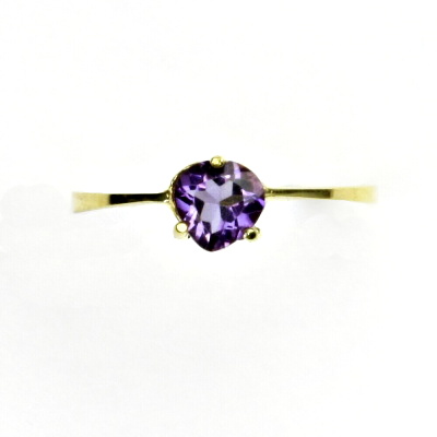 Zlatý prsten , žluté i bílé zlato, přírodní kámen ametyst - T 1362