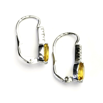 Zlaté náušnice, bílé i žluté zlato, zirkony a přírodní citrín - VE 9