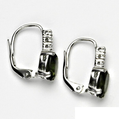 Zlaté náušnice, bílé i žluté zlato, přírodní vltavín - VE 8 