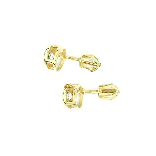 Zlaté náušnice čirý zirkon , žluté zlato - NŠ 1003