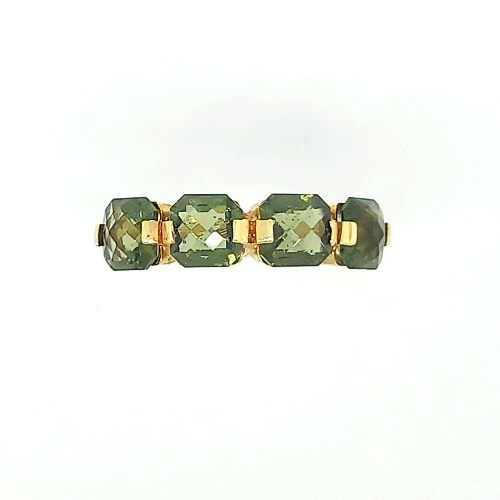 Zlatý prsten, přírodní vltavín, žluté zlato - 2,81 g