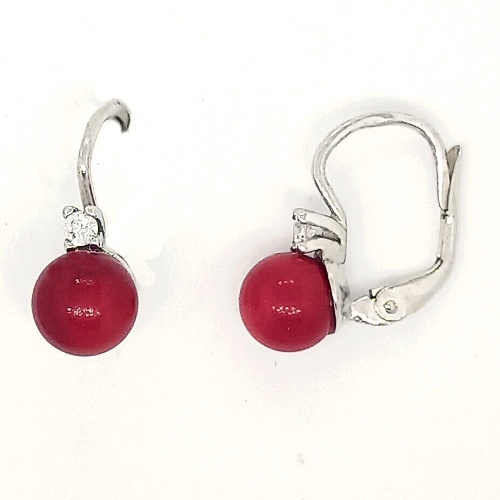 Stříbrné náušnice, přírodní korál červený dobarvovaný - NK 1243