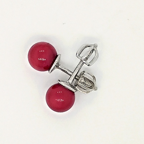 Stříbrné náušnice, přírodní korál červený - NŠ 1183 A