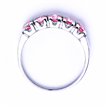 Zlatý prsten, bílé i žluté zlato, zirkony pink -  VR 105