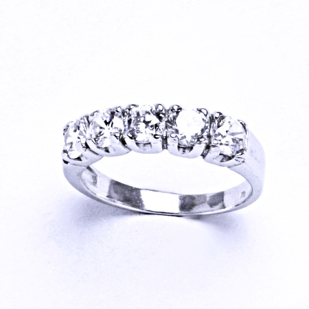 Zlatý prsten, bílé i žluté zlato, zirkony čiré -  VR 105