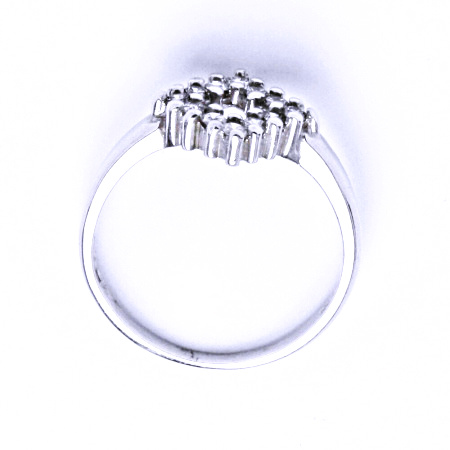 Zlatý prsten, bílé zlato, prstýnek s čirými zirkony, VR 190