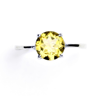 Zlatý prsten, přírodní citrín , bílé i žluté zlato T 1357