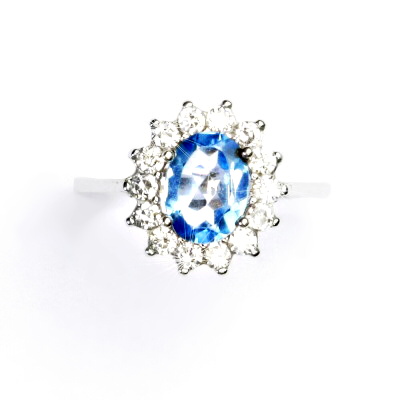 Stříbrný prsten Kate,přírodní topaz swiss a zirkony - T 1507