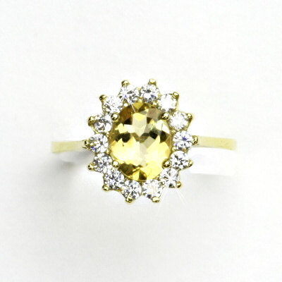 Zlatý prsten, žluté i bílé zlato, Kate, přírodní citrín , čiré zirkony, T 1507