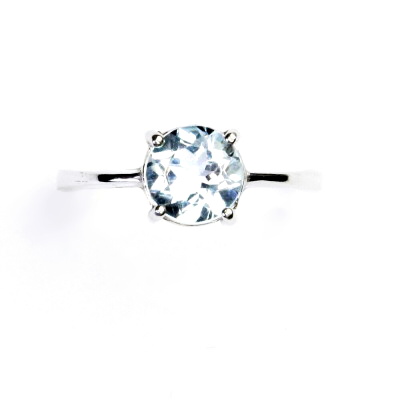 Zlatý prsten, přírodní topaz sky, bílé i žluté zlato - T 1252 