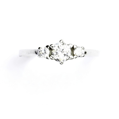 Zlatý prsten, bílé zlato, prstýnek s čirými zirkony - T 1264