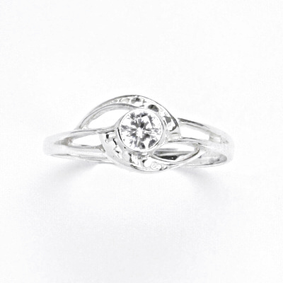 Stříbrný prsten, čirý zirkon, prsten ze stříbra  - T 1041 S