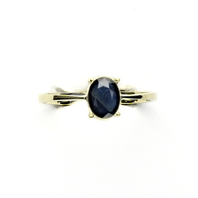 Zlatý prsten, přírodní modrý safír , bílé i žluté zlato - T 1245 
