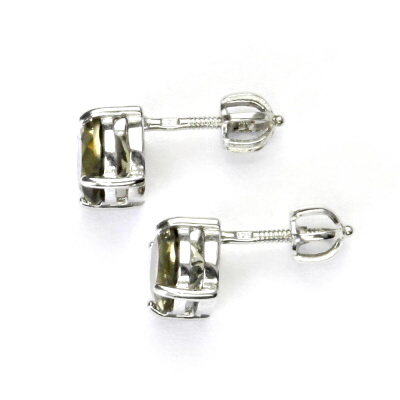 Zlaté náušnice, přírodní olivový křemen ,bílé i žluté zlato - NŠ 1252 