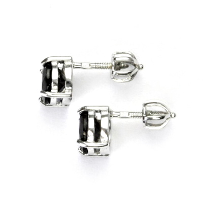 Zlaté náušnice, přírodní černý spinel , pleonast,  ,bílé i žluté zlato - NŠ 1252 