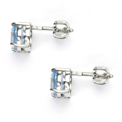 Stříbrné náušnice, přírodní topaz sky , náušnice na šroubek - NŠ 1252 