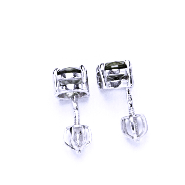 Zlaté náušnice, přírodní vltavín 6 mm , bílé i žluté zlato - NŠ 1250
