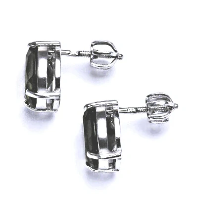 Zlaté náušnice s přírodním vltavínem 10x8 mm, bílé i žluté zlato - NŠ 1242