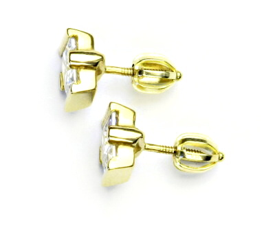 Zlaté náušnice, žluté i bílé zlato, čirý zirkon - VE 16