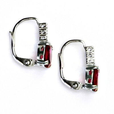 Zlaté náušnice , zirkon rubín , bílé i žluté zlato - VE 8