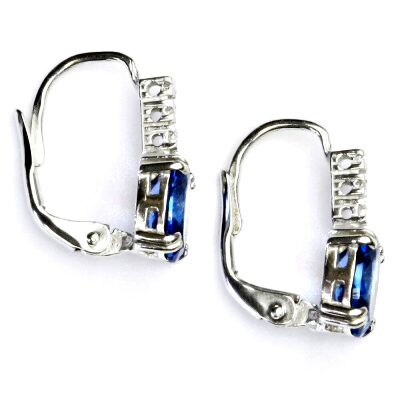 Zlaté náušnice , zirkon akvamarin tmavý , bílé i žluté zlato - VE 8