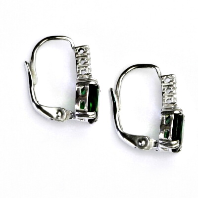 Zlaté náušnice , zirkon emerald , bílé i žluté zlato - VE 8