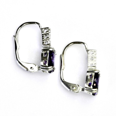Stříbrné náušnice, zirkon ametyst - VE 8 