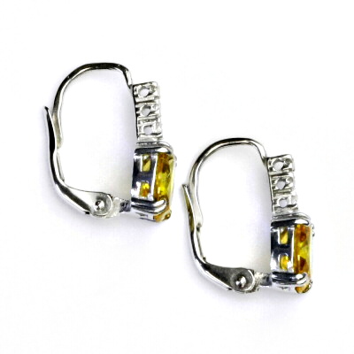 Stříbrné náušnice, zirkon žlutý - VE 8 