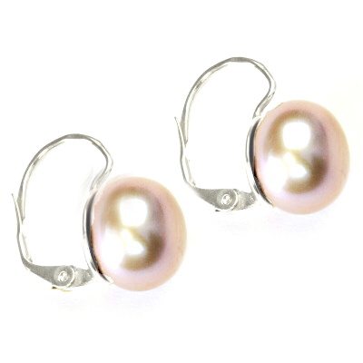 Stříbrné náušnice, přírodní říční perla růžová, náušnice ze stříbra,NK 1299