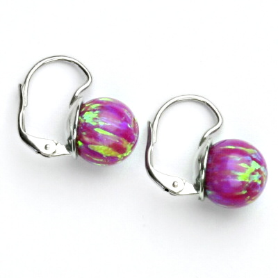 Stříbrné náušnice růžový opál 10 mm - NK 1298 