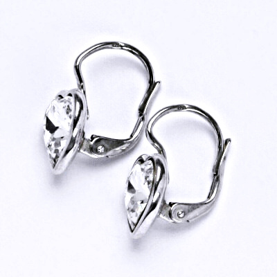Stříbrné náušnice se Swarovski krystalem čirým, srdce, NK 1396