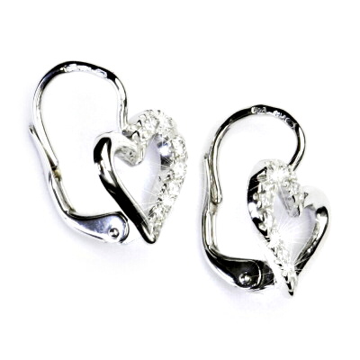 Zlaté náušnice srdíčka, čiré zirkony, bílé i žluté zlato - NK 1322