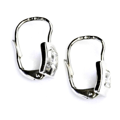 Stříbrné náušnice čtverce, čiré zirkony  - NK 1117