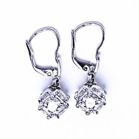 Zlaté náušnice, bílé i žluté zlato, čiré zirkony - se syntetickými zirkony - VE 225