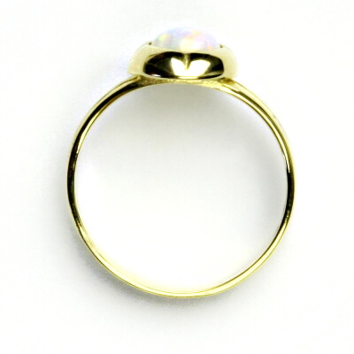 Zlatý prsten, žluté i bílé zlato, bílý syntetický opál - T 1374