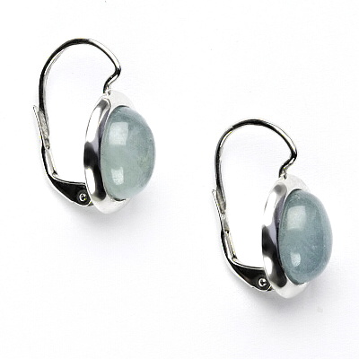 Zlaté náušnice,bílé i žluté zlato, přírodní akvamarin B - NK 1453