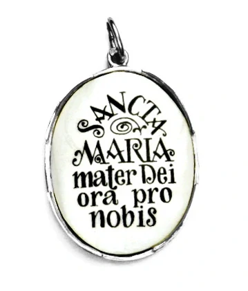 Stříbrný přívěsek medailon, porcelánová Madonna Di San Luca - P 158  