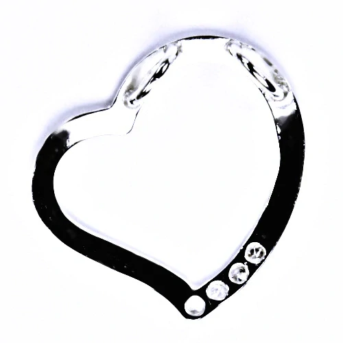 Zlatý přívěsek srdce,  bílé zlato, čiré zirkony - P 1254