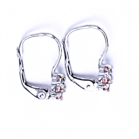 Zlaté náušnice kytičky, bílé i žluté zlato, zirkony pink - VE 3