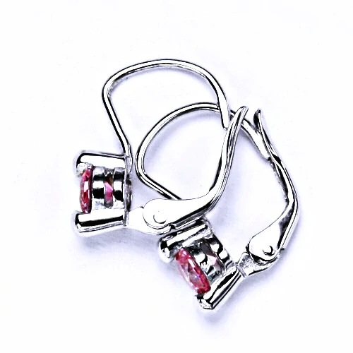 Zlaté náušnice, žluté i bílé zlato, pink zirkon - VE 4