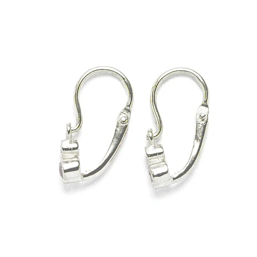 Dětské stříbrné náušnice ,zirkon čirý a pink - VE 179