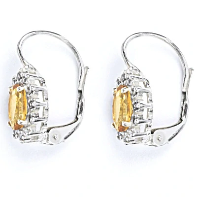 Zlaté náušnice s diamanty, přírodní citrín pálený 7x5 mm, bílé i žluté zlato - VE 247