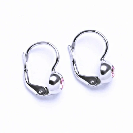 Zlaté náušnice, bílé i žluté zlato, pink zirkon - VE 147