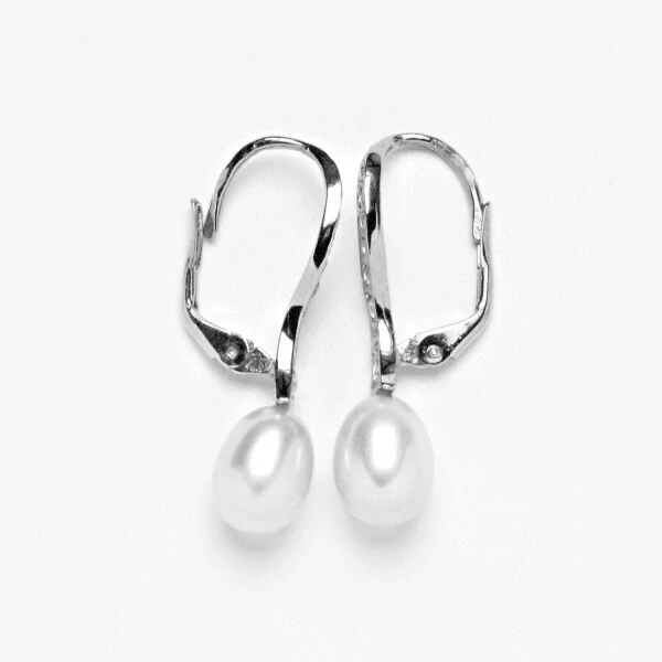 Stříbrné náušnice, přírodní perla a čiré zirkony - NK 1231