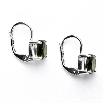 Stříbrné náušnice, přírodní vltavín 8 mm - NK 1357 