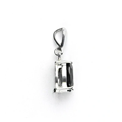 Stříbrný přívěšek, přírodní černý safír 10x8 mm -  P 1242/22 
