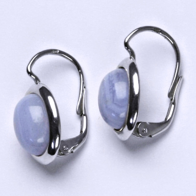 Stříbrné náušnice, přírodní chalcedon, NK 1453 