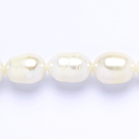 Náhrdelník, perly pravé říční, 9 - 10 mm bílé, stříbrné zapínání