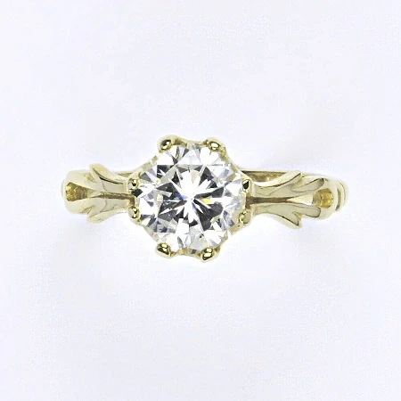 Zlatý prsten , žluté i bílé zlato , čirý zirkon 8 mm - T 1261