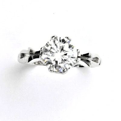 Zlatý prsten, bílé i žluté zlato, čirý zirkon 8 mm - T 1261